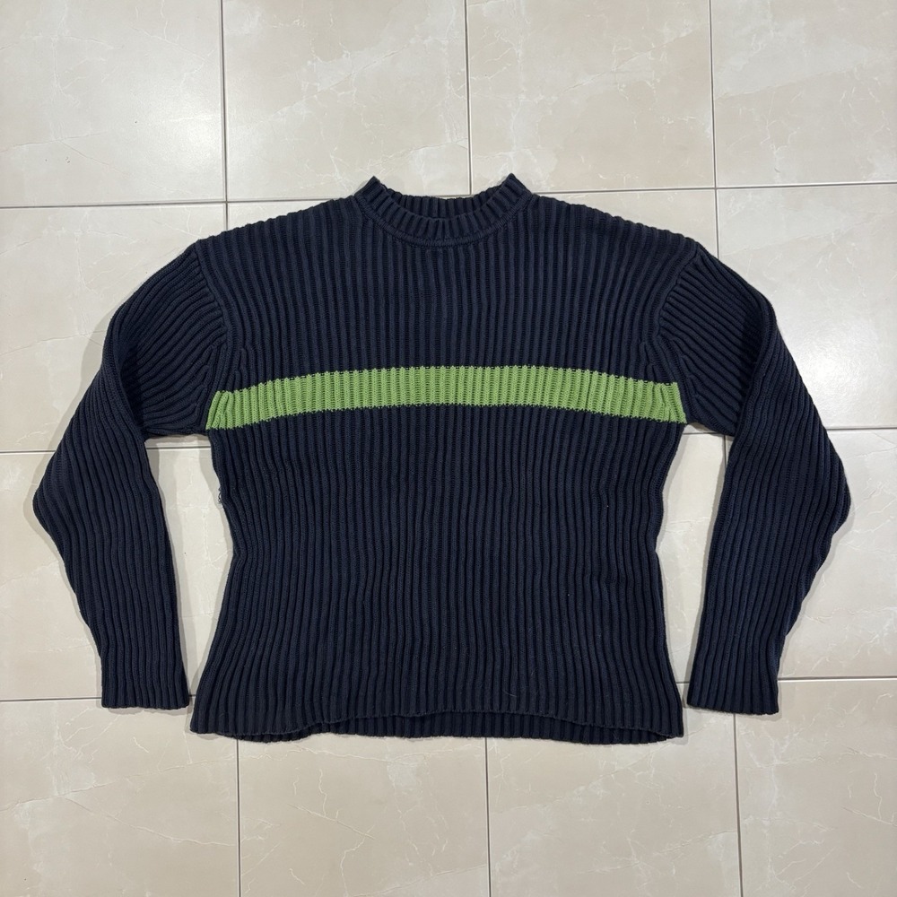 Vintage GAP Sweater Men's XL Cotton Knit Ribbed Y2K Stripe Blue Tag Skate Grunge